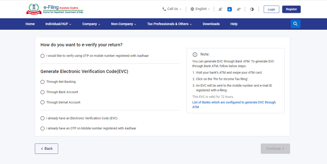 E-Verify your Income Tax Return (ITR)